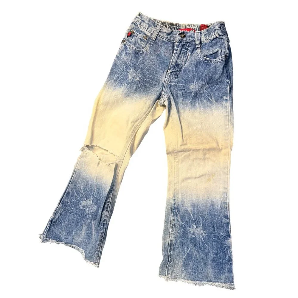 VTG Zana‎ Di Kids Girls Small Bleached Flared Pants Streetwear Denim Retro Jeans